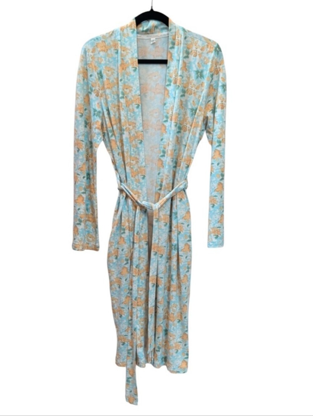 Berkshire Homewear, Soft Muted Blue & Yellow Floral  Lightweight Robe Small